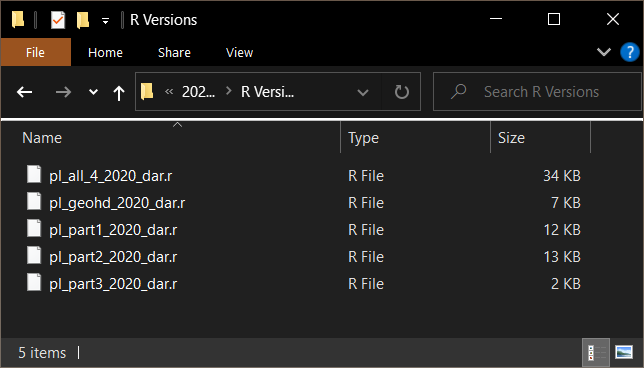 image showing Windows File Explorer and four .r import scripts files from the Census Bureau.