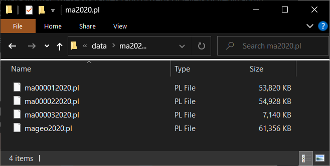 image showing Windows File Explorer and four .pl files from the Census Bureau legacy data